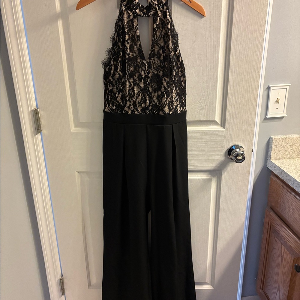 Black Lace Halter Jumpsuit